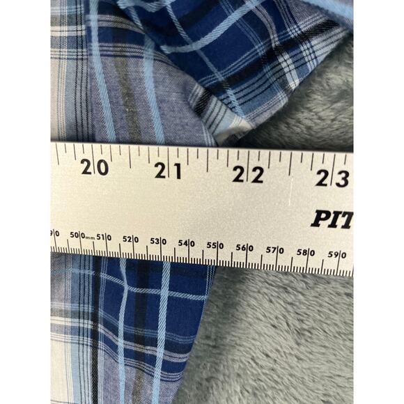 ELY CATTLEMAN WESTERN PEARL SNAP SHIRT MEDIUM BLUE PLAID LONG SLEEVE MEN'S - Picture 8 of 10